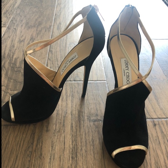 Jimmy Choo Suede/Mirror Leather Heels - Picture 1 of 2